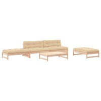 5 Piece Garden Lounge Set with Cushions Solid Wood