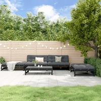 5 Piece Garden Lounge Set with Cushions Black Solid Wood