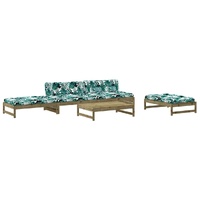 5 Piece Garden Lounge Set with Cushions Impregnated Wood Pine