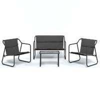 4 Piece Garden Lounge Set with Cushions Anthracite Steel