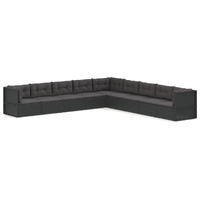 9 Piece Garden Lounge Set with Cushions Black Poly Rattan