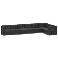 8 Piece Garden Lounge Set with Cushions Black Poly Rattan