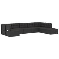 8 Piece Outdoor Sofa Set with Cushions Black Poly Rattan