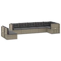 8 Piece Garden Lounge Set with Cushions Grey Poly Rattan