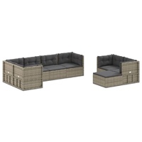 8 Piece Garden Lounge Set with Cushions Grey Poly Rattan