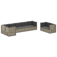 8 Piece Garden Lounge Set with Cushions Grey Poly Rattan