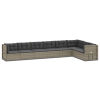 8 Piece Garden Lounge Set with Cushions Grey Poly Rattan