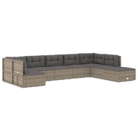 8 Piece Garden Lounge Set with Cushions Grey Poly Rattan
