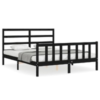 Bed Frame without Mattress Black 150x200 cm Solid Wood Pine