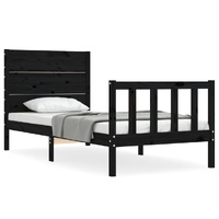 Bed Frame without Mattress Black 90x190 cm Solid Wood Pine