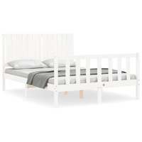Bed Frame without Mattress White 135x190 cm Solid Wood Pine