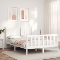Bed Frame without Mattress White 135x190 cm Solid Wood Pine