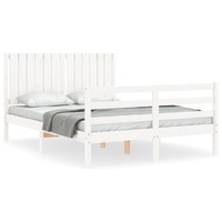 Bed Frame without Mattress White 135x190 cm Solid Wood