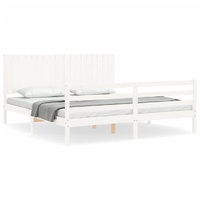 Bed Frame without Mattress White 183x203 cm King Solid Wood