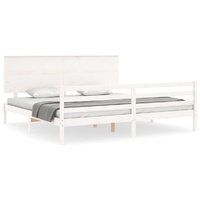 Bed Frame without Mattress White 183x203 cm King Solid Wood