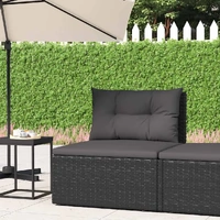 Garden Middle Sofa with Cushions Black Poly Rattan
