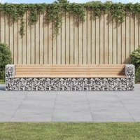 Garden Bench Gabion Design 347x71x65.5 cm Solid Wood Pine