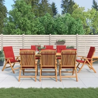 Reclining Garden Chairs with Cushions 8 pcs Solid Wood Teak