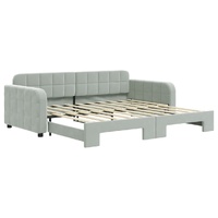 Daybed with Trundle Light Grey 92x187 cm Single Size Velvet
