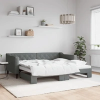 Daybed with Trundle without Mattress Dark Grey 90x190 cm