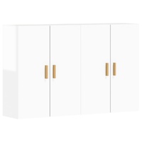 Wall Mounted Cabinets 2 pcs High Gloss White Engineered Wood