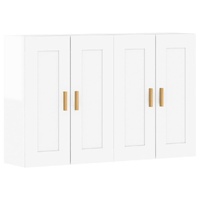 Wall Mounted Cabinets 2 pcs High Gloss White Engineered Wood