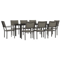 5 Piece Garden Dining Set Black Steel and Textilene