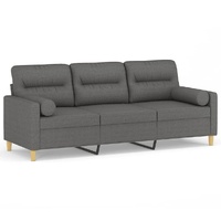 3-Seater Sofa with Throw Pillows Dark Grey 180 cm Fabric