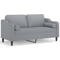 2-Seater Sofa with Throw Pillows Light Grey 140 cm Fabric