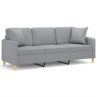 3-Seater Sofa with Throw Pillows Light Grey 180 cm Fabric