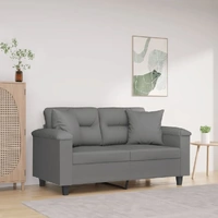 2-Seater Sofa with Pillows Dark Grey 120 cm Microfibre Fabric
