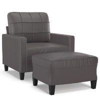 Sofa Chair with Footstool Grey 60 cm Faux Leather