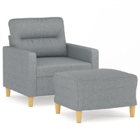 Sofa Chair with Footstool Light Grey 60 cm Fabric