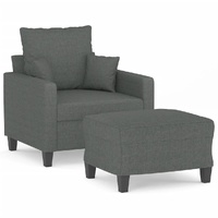 Sofa Chair with Footstool Dark Grey 60 cm Fabric