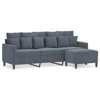 3-Seater Sofa with Footstool Dark Grey 180 cm Velvet