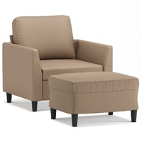 Sofa Chair with Footstool Cappuccino 60 cm Faux Leather