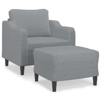 Sofa Chair with Footstool Light Grey 60 cm Fabric