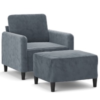 Sofa Chair with Footstool Dark Grey 60 cm Velvet