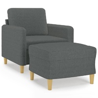 Sofa Chair with Footstool Dark Grey 60 cm Fabric