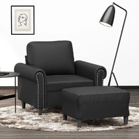 Sofa Chair with Footstool Black 60 cm Faux Leather