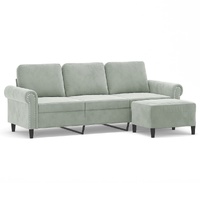 3-Seater Sofa with Footstool Light Grey 180 cm Velvet