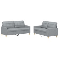 2 Piece Sofa Set with Cushions Light Grey Fabric