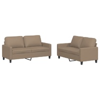 2 Piece Sofa Set with Cushions Cappuccino Faux Leather