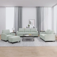 4 Piece Sofa Set with Cushions Light Grey Velvet