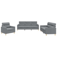 3 Piece Sofa Set with Cushions Light Grey Fabric