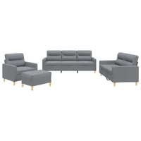 4 Piece Sofa Set with Cushions Light Grey Fabric