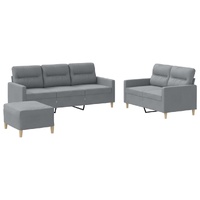 3 Piece Sofa Set with Cushions Light Grey Fabric