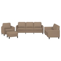 4 Piece Sofa Set with Cushions Cappuccino Faux Leather