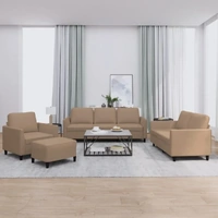 4 Piece Sofa Set with Cushions Cappuccino Faux Leather