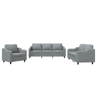3 Piece Sofa Set with Cushions Light Grey Fabric